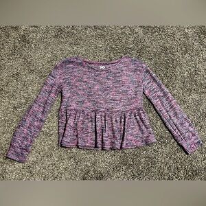 SO brand girls waffle knit long sleeve babydoll shirt sz L 10/12